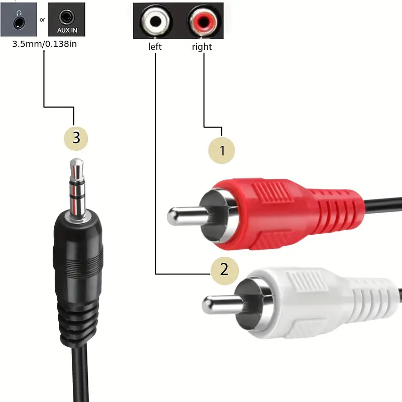 Cable Adaptador de 3.5mm a 2 RCA 1.5m