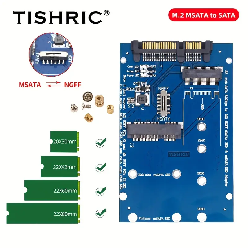 Adaptador M.2 NGFF/mSATA a SATA 3.0 de 6Gbps